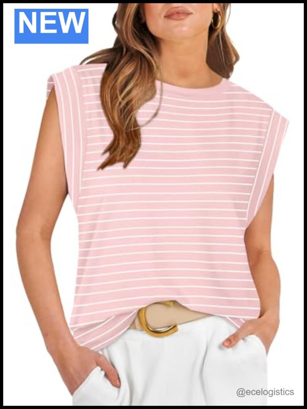Cap Sleeve Loose Fit Crew Neck Tank Top Business Casual Summer Tee